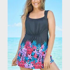 NWT Swimsuits For All 2 Piece Smocked Swim Dress & Brief 26